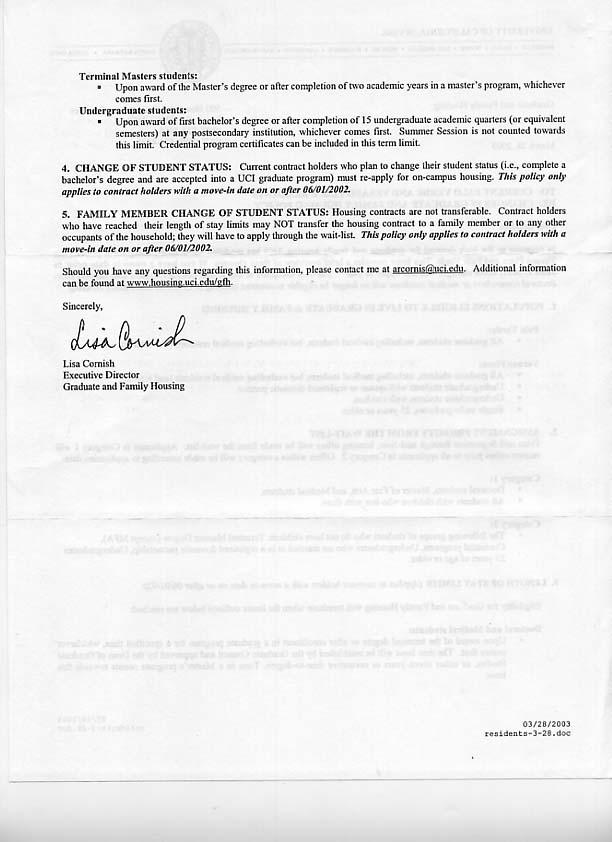 Housing Letter from 2003, Page 2