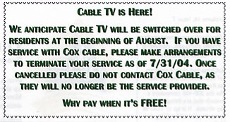 Cable switchover announcement
